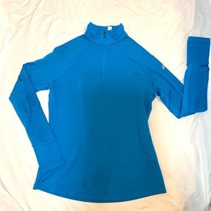 Adidas 3/4 zip blue long sleeve pullover- large